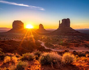 Monument Valley Sunrise Landscape.