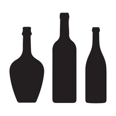 Black Wine Bottle Silhouette Illustration