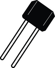Discrete Component Resistor Icon in Black Silhouette Isolated on Transparent Backdrop: Electronic Circuitry, Electrical Resistance Symbol, and Passive Component Aesthetics