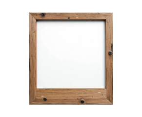 Rustic Wooden Frame With White Blank Canvas for Versatile Display.