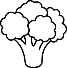 Hand-drawn broccoli outline illustration, simple vegetable line art for organic food and healthy diet design