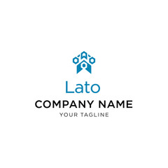 Logo design with abstract geometric shapes forming a house-like structure. © dimas