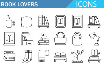 Cozy Reading Icons for Literature Enthusiasts and Book Lovers