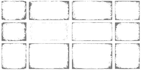 A vintage ornate frame vector illustration set with retro black borders and blank paper background template design