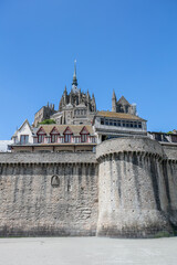 View of the beautiful cathedral Le Mont Saint-Michel in Normandy, France
