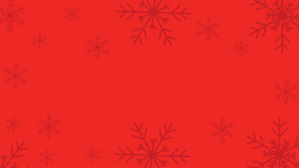 Vibrant red christmas background with corner snowflakes frame vector graphic.