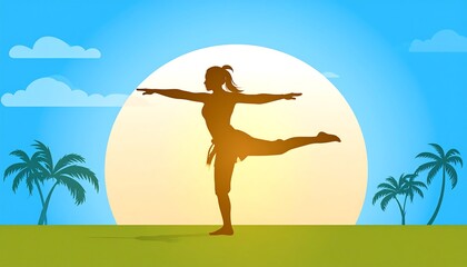 Sunrise Yoga Pose Silhouette.