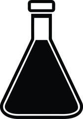 Erlenmeyer Flask Graphic Vector Illustration for Chemistry, Science and Laboratory Equipment Research, Transparent Background Black Silhouette Chemical Container