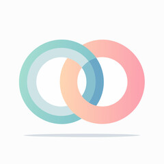 Interlocking circles symbolizing connection, unity, and partnership with a gentle gradient of teal and peach hues on a white background