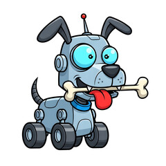 funny cartoon vector illustration of a robot dog