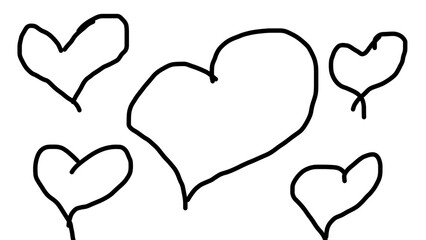 Hand-drawn hearts illustration simple black and white vector design perfect for Valentines Day cards and love-themed graphics