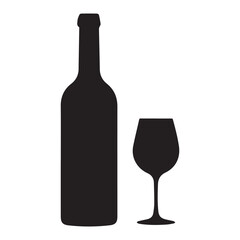 Wine bottle and glass silhouette