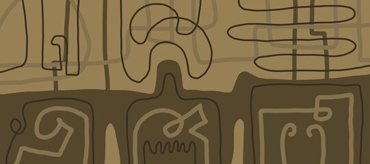 Minimal abstract image for printing. Picture for modern interiors. The picture is painted by hand on a tablet. © neurostructure