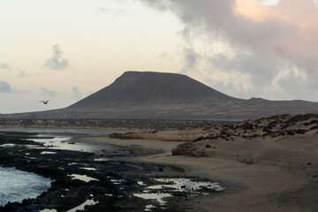 volcano in La Graciosa at sunrise
