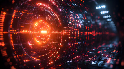 Visualization of digital cybersecurity featuring glowing lock and shield