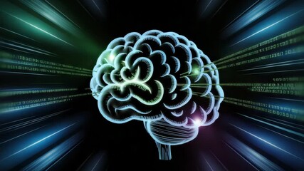 Abstract digital brain processing information data streams binary code network connections - Powered by Adobe