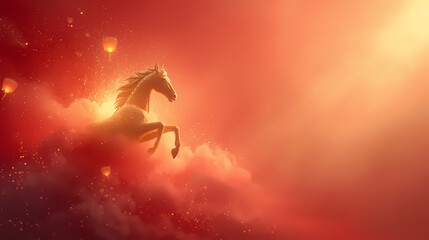 Chinese New Year Banner with a Horse