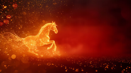 Chinese New Year banner with a glowing horse