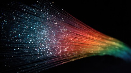 Vibrant light trails show fiber optics moving
