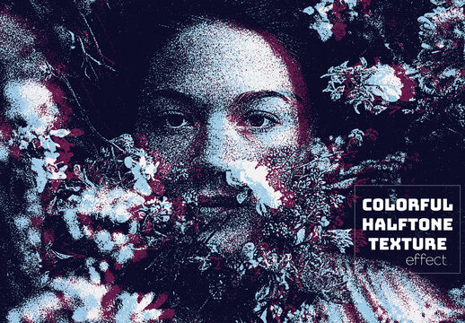 Photo effect with colorful halftone texture