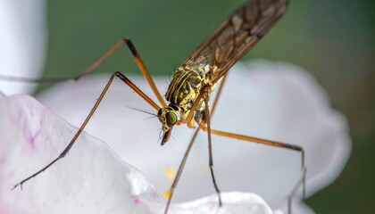 Close-up of a Crane Fly on a Light Surface.