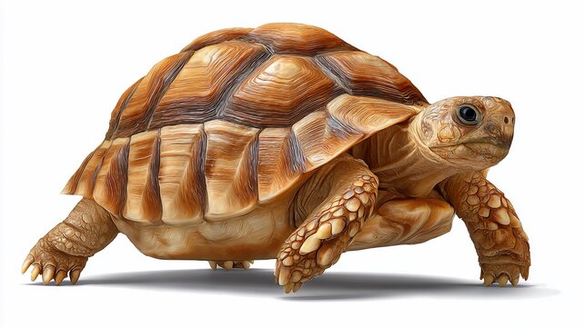 Detailed artistic rendition of a desert tortoise with a distinctive shell pattern
