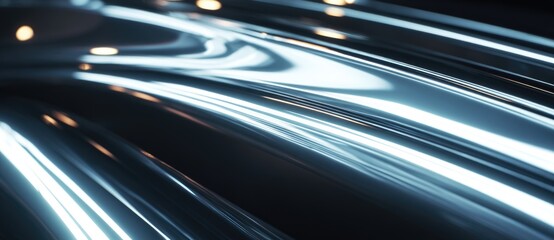 Shiny metal surface reflecting soft light patterns