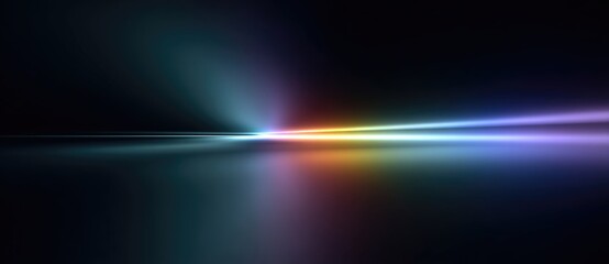 Colorful light beams create a serene atmosphere