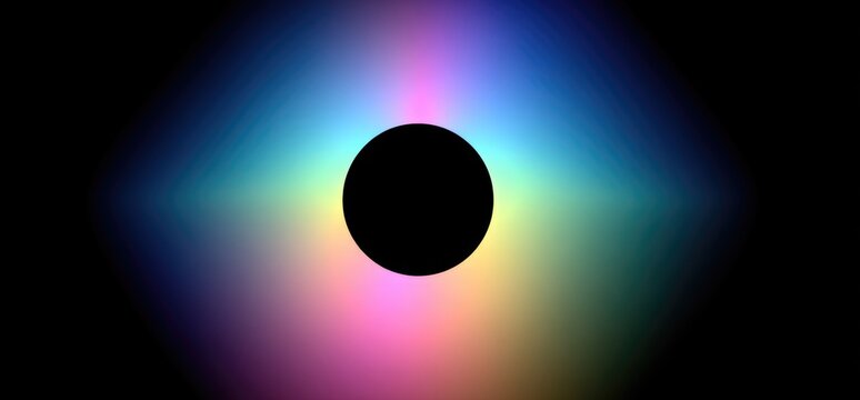 Colorful light pattern surrounding a dark circle