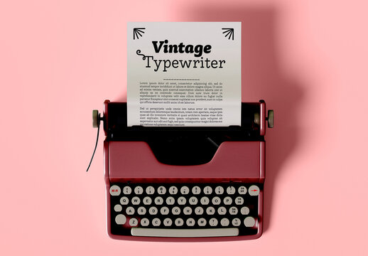 Retro Typewriter Paper Mockup