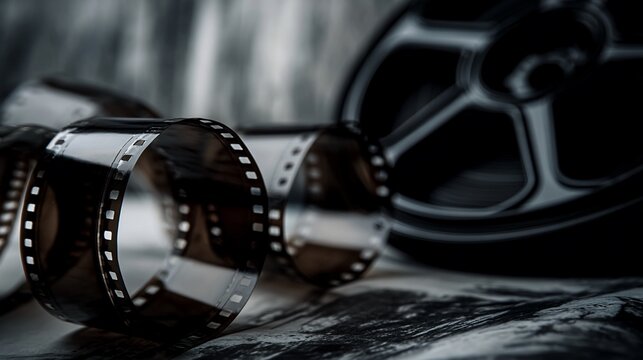 Dramatic close-up of a vintage film reel evoking nostalgia and cinema history - Powered by Adobe