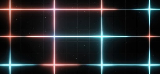 Glowing neon grid on dark background