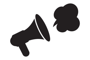 Black Megaphone Icon Vector Set – Minimal Silhouette Loudspeaker with Sound Waves for Announcement, Promotion, and Communication Design