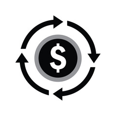 Obraz premium Dollar Coin with Circular Arrows Icon money circulation On Transparent Background