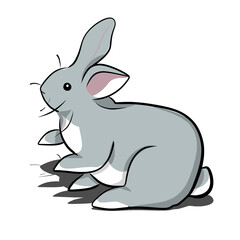 Fototapeta premium Cute Hand-Drawn Bunny Eating Houseplant Clipart