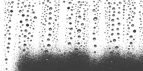 Fresh rain drops pattern the clear glass window surface