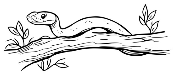 Lizard Crawling on Branch – hand‑drawn reptile wild nature vector illustration