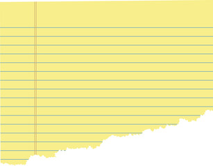Plakat Legal memo pad ripped paper with torn texture. Piece of notebook yellow pages. Striped torn shape for vintage banners
