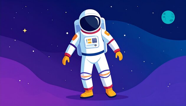 Astronaut in Space Suit, Focused on Exploration.