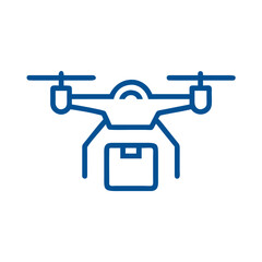 Blue Outline Drone Delivering Package Icon delivery On Transparent Background