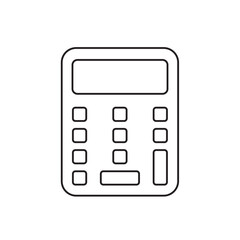 Obraz premium Simple Outline Calculator Icon for Business, Finance, and Education: Vector Illustration of a Digital Device for Accounting, Taxes, and Math Calculations.