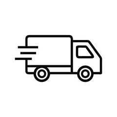 Black outline delivery truck icon On Transparent Background