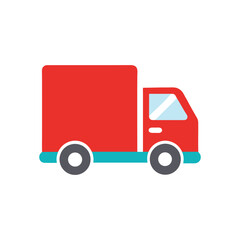 Red and blue delivery truck icon On Transparent Background