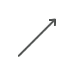 Simple Solid Diagonal Upward Arrow Icon: Vector Symbol of Growth, Improvement, Increase, Success, Progress, and Business Trend Charts.