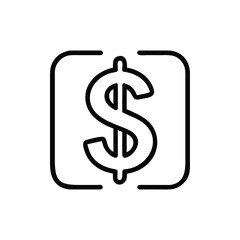 Black dollar sign icon inside a rounded square frame On Transparent Background