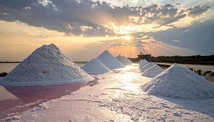 Salt Flats at Sunset Landscape.