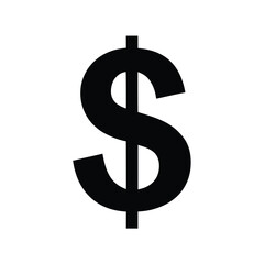 Black Dollar Sign Symbol, currency On Transparent Background