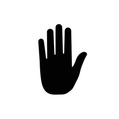 Obraz premium Raised hand icon in black for stop or attention symbol