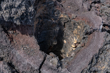 Lava Trees and Tree Molds. Lava Flows and spatter deposits of July 19 to 22, 1974. Chain of Craters Road. Hawaiʻi Volcanoes National Park. 