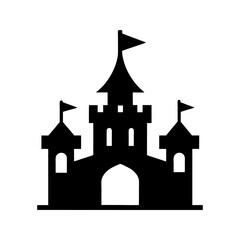 Castle Building Black Silhouette Vector Landmark Icon